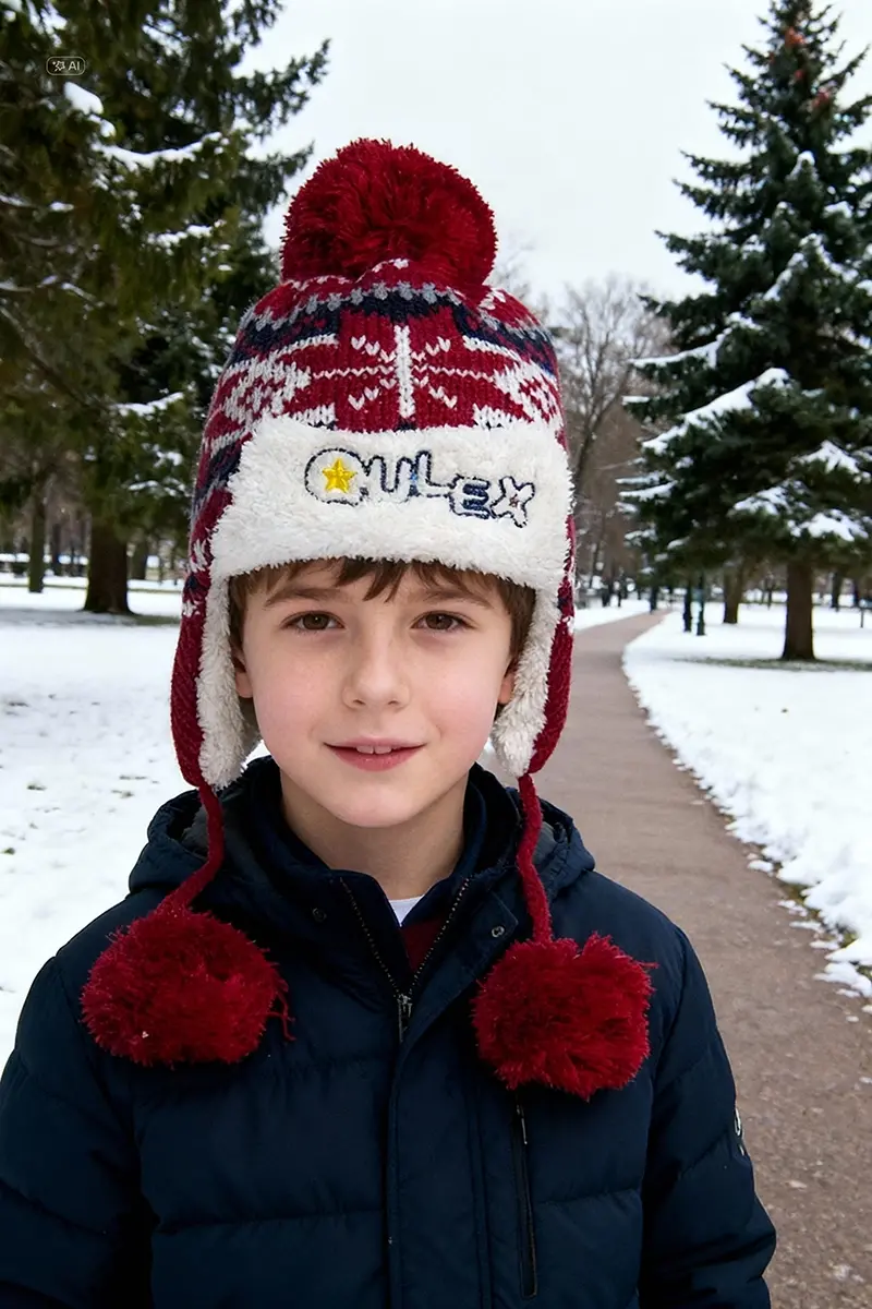 Bay Şapkacı - Jakarlı Unisex Çocuk Pilot Bere 1146 Kırmızı