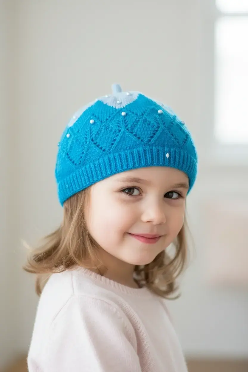 Bay Şapkacı - KIZ ÇOCUK RESSAM İNCİLİ ŞAPKA