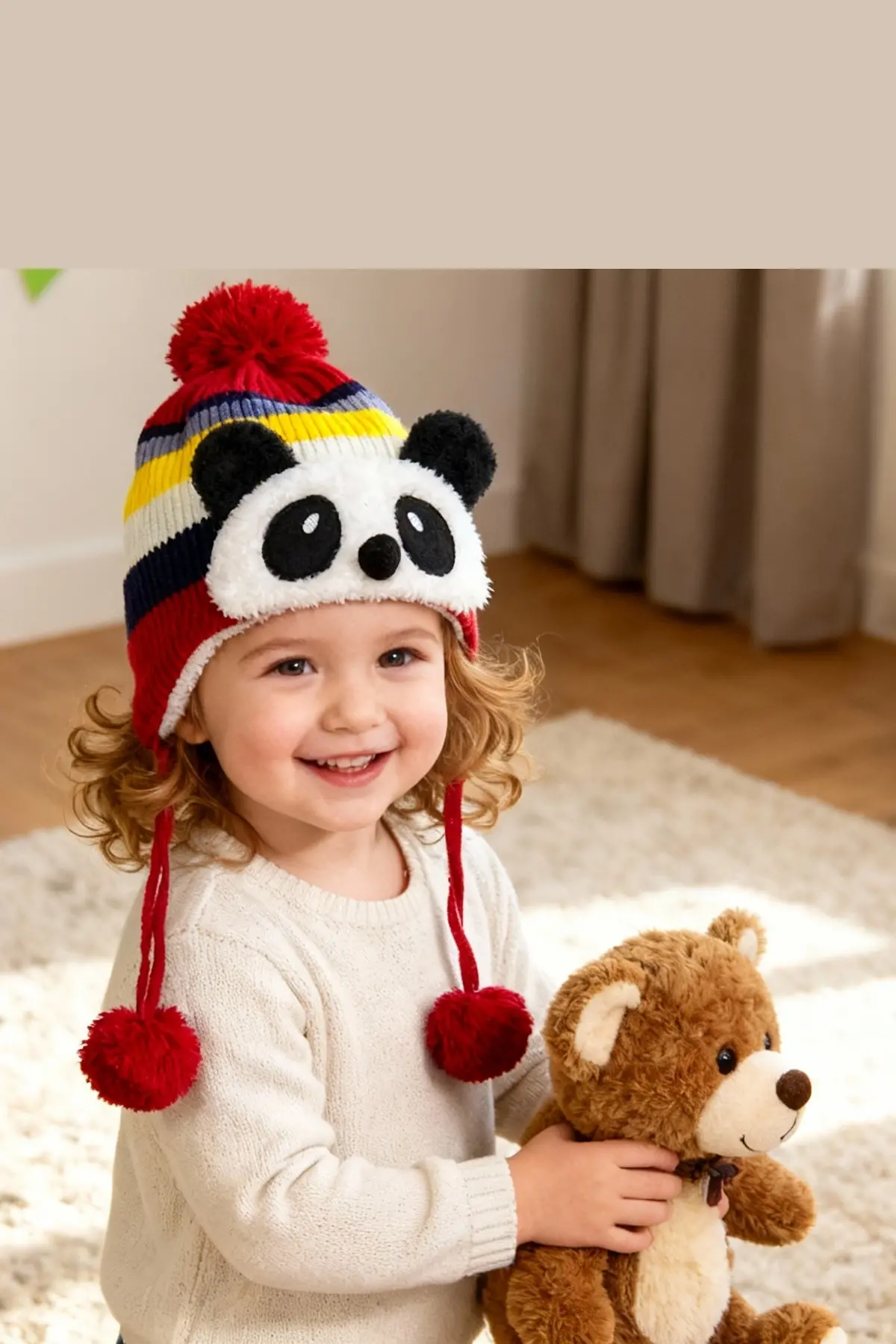 Bay Şapkacı - Sevimli Panda Tasarımlı Unisex Çocuk Kışlık Bere - 5900