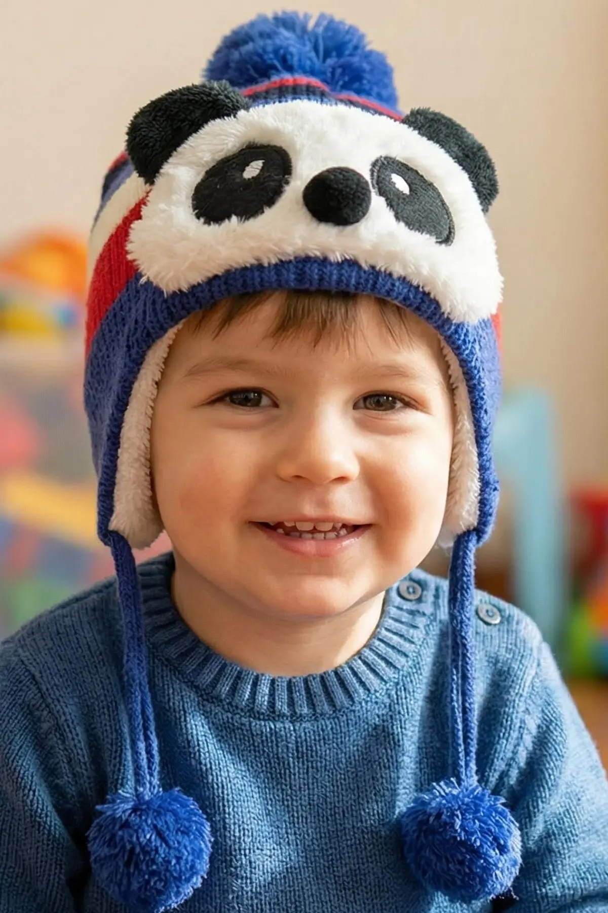 Bay Şapkacı - Sevimli Panda Tasarımlı Unisex Çocuk Kışlık Bere - 5900