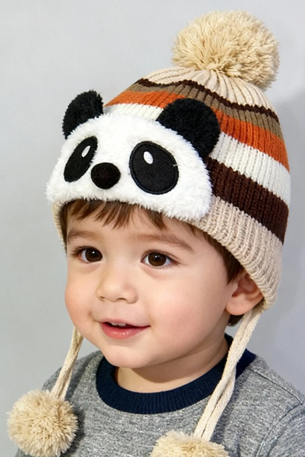 Bay Şapkacı - Sevimli Panda Tasarımlı Unisex Çocuk Kışlık Bere - 5900