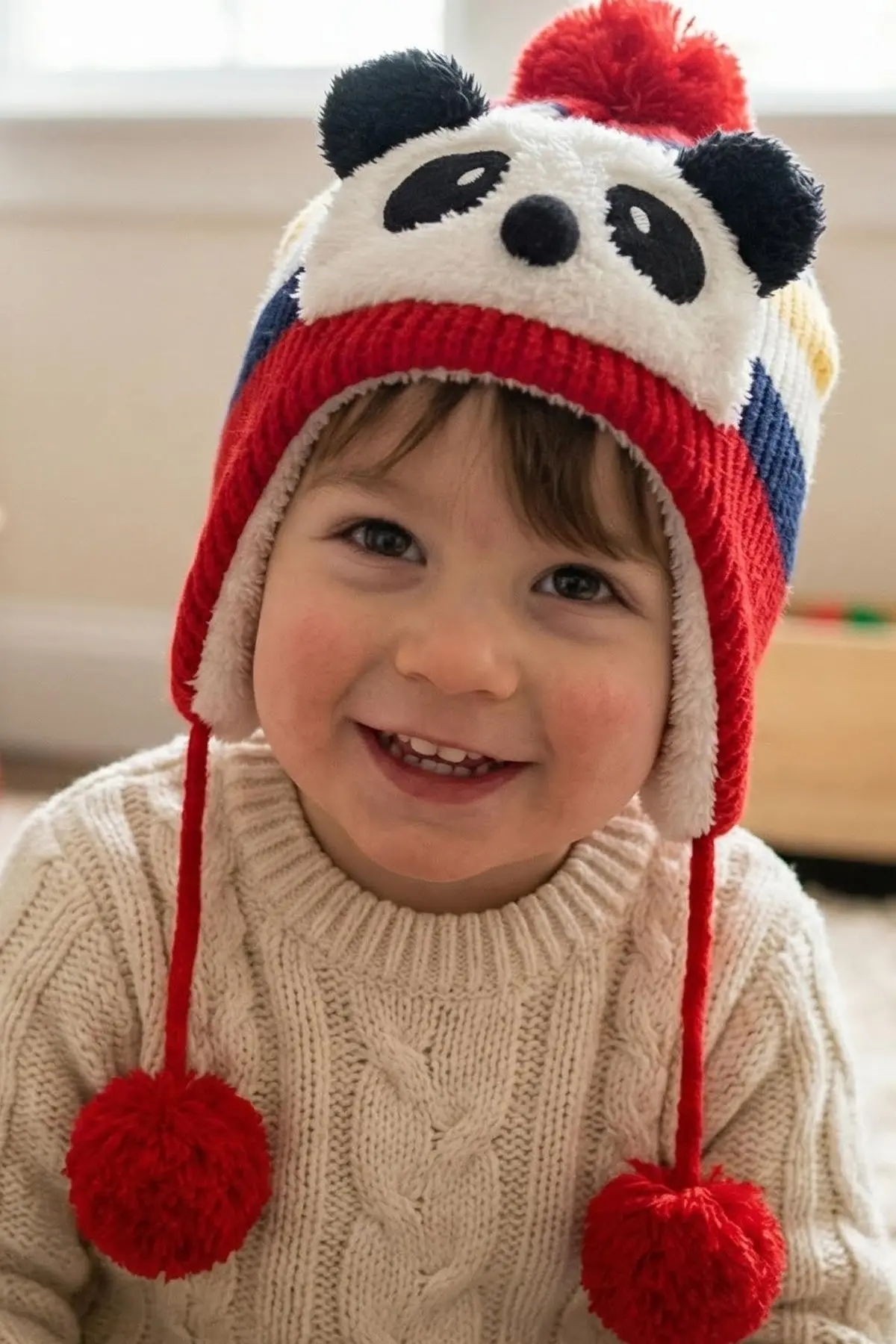 Bay Şapkacı - Sevimli Panda Tasarımlı Unisex Çocuk Kışlık Bere - 5900