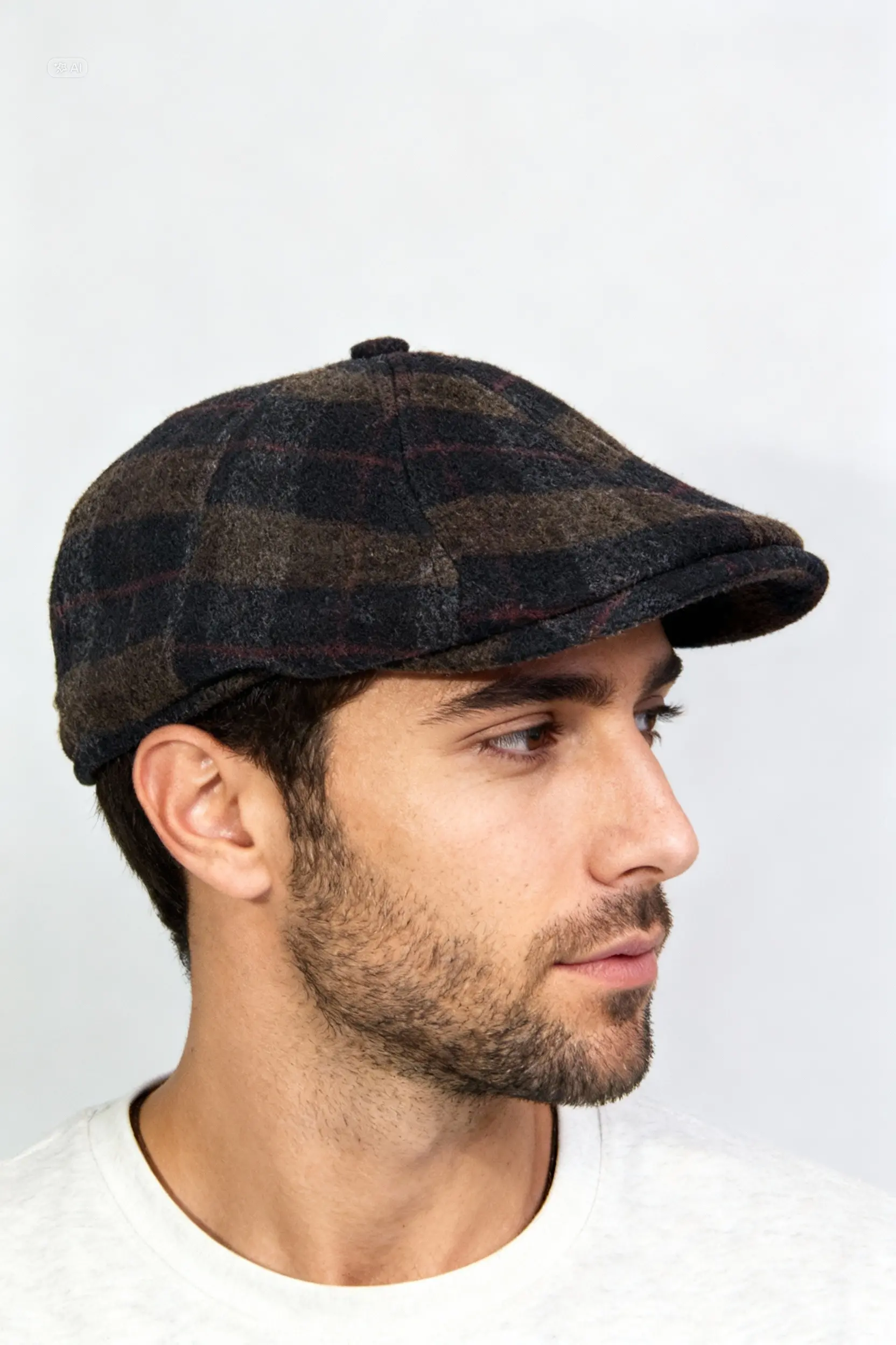 Bay Şapkacı - Yeni Sezon Erkek Ekose Kasket - Çok Şık