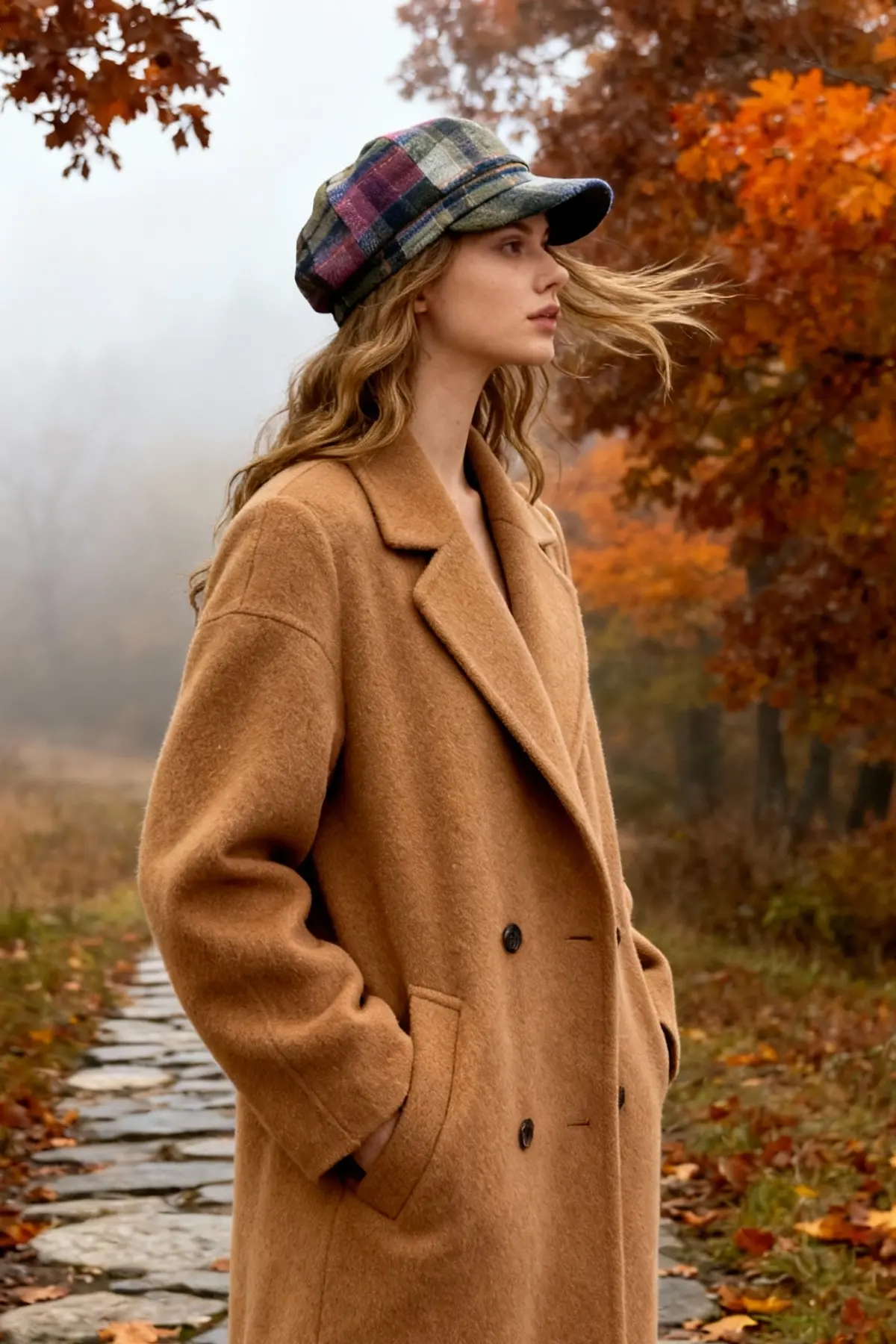 Ekose Kadın Kaptan Şapka