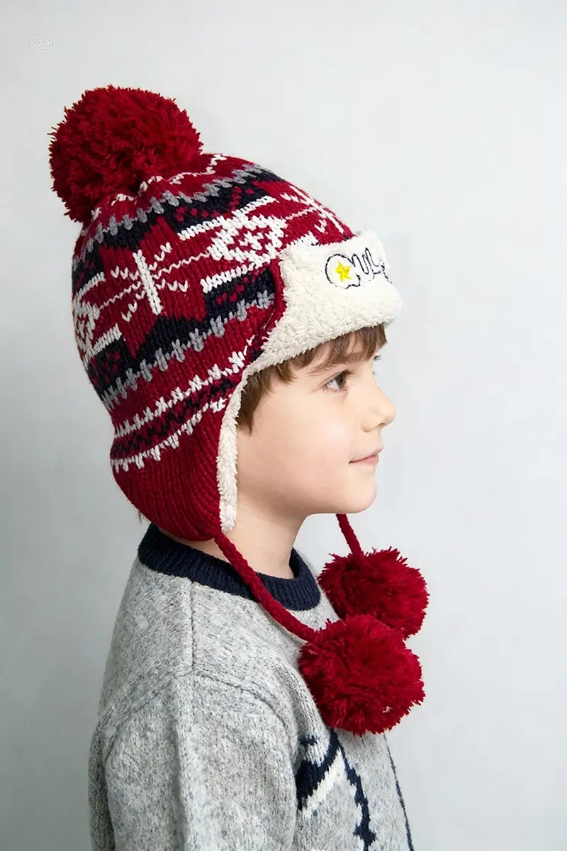 Jakarlı Unisex Çocuk Pilot Bere 1146 beyaz