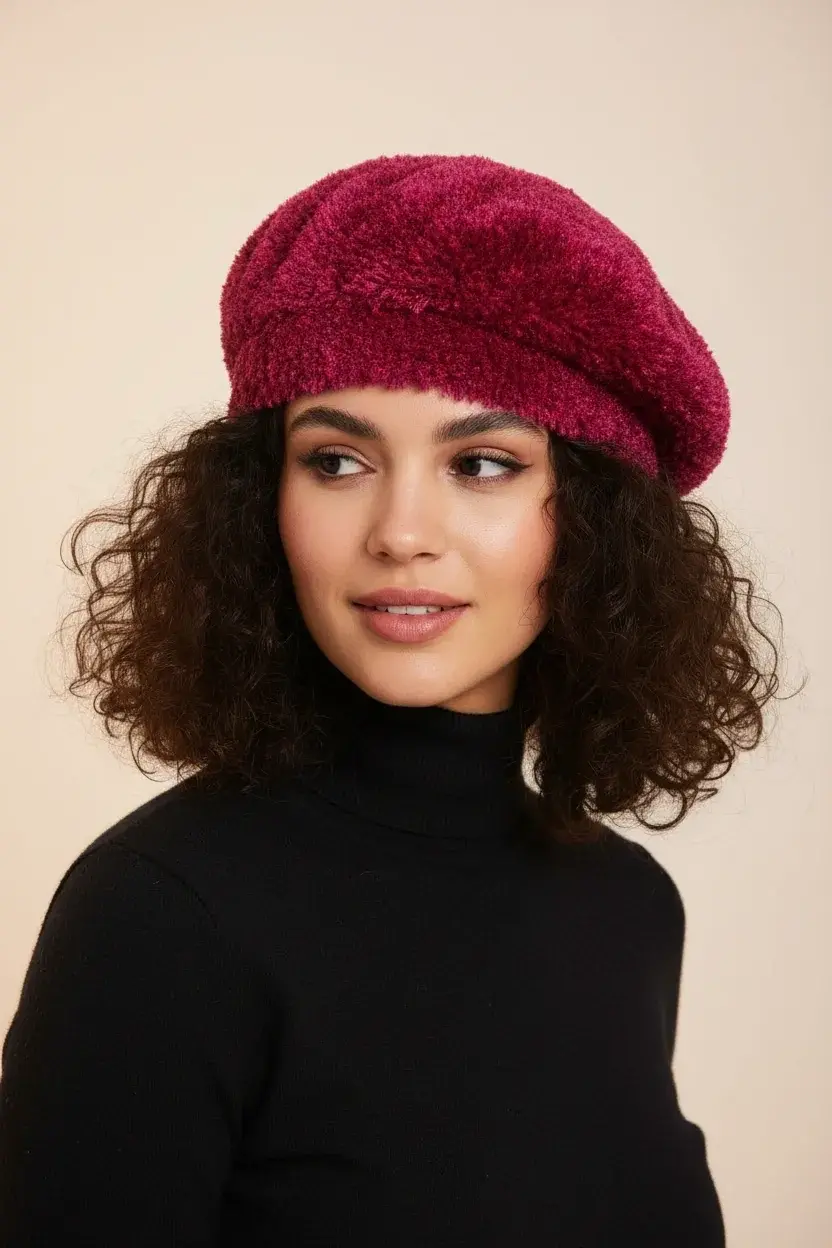 Kadın Fuşya Ressam Şapkası 4822