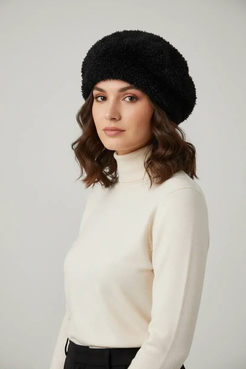 Kadın Siyah Ressam Şapkası 4822