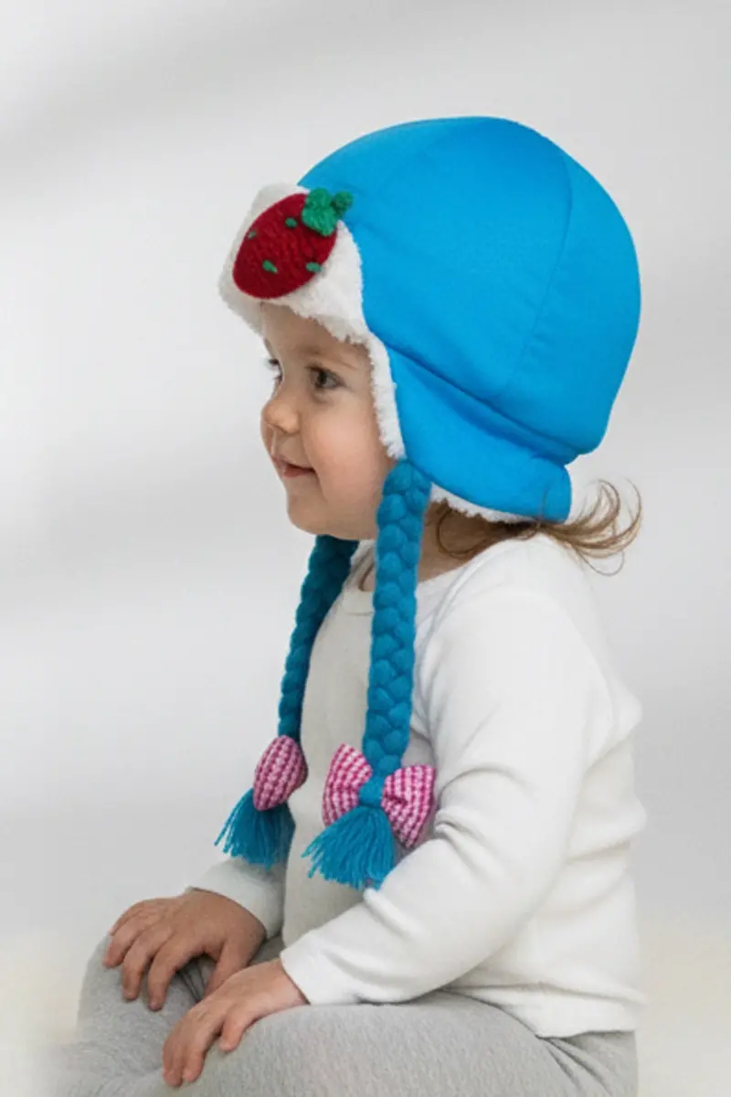 Kız Bebek Saç Örgülü Pembe Şapka 7115