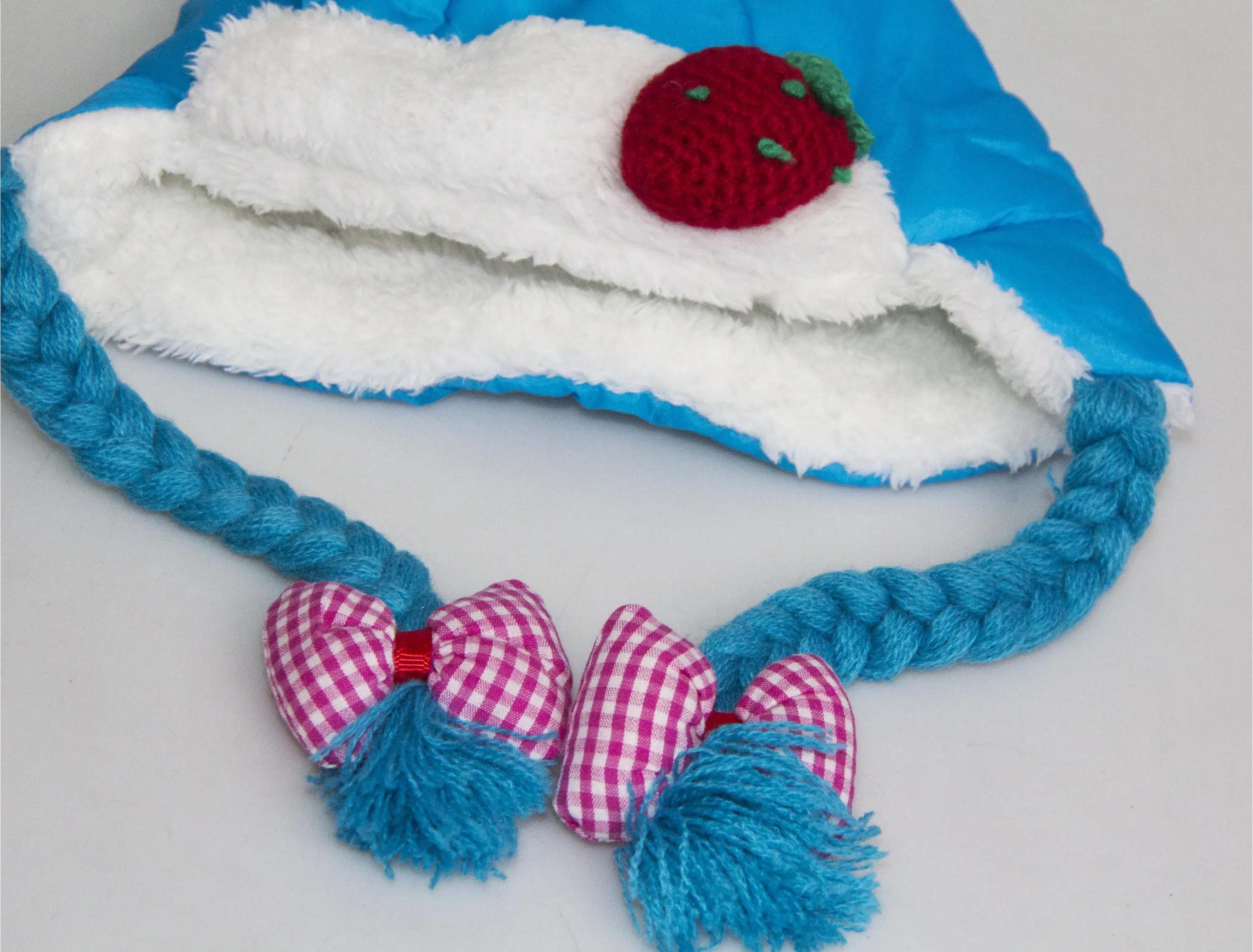 Kız Bebek Saç Örgülü Pembe Şapka 7115