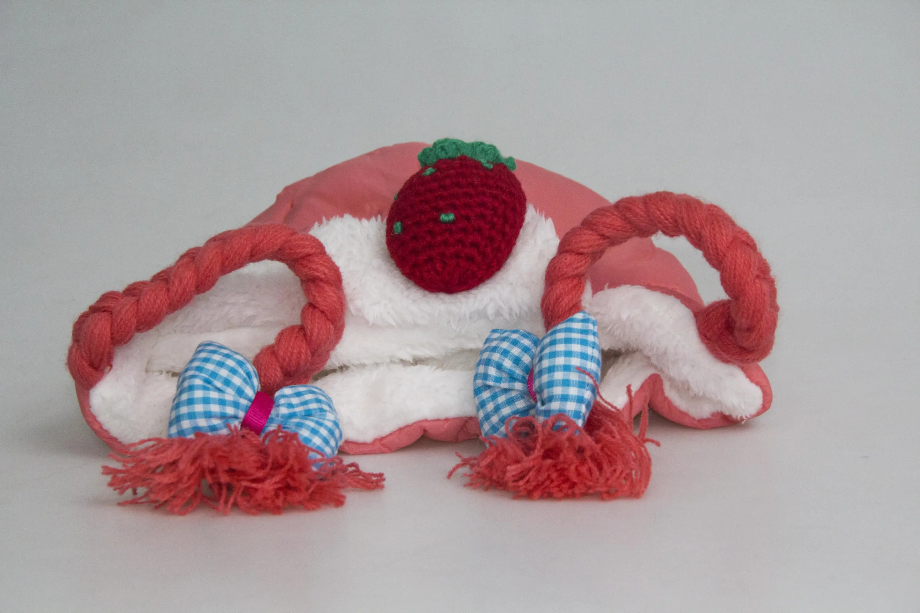 Kız Bebek Saç Örgülü Pembe Şapka 7115