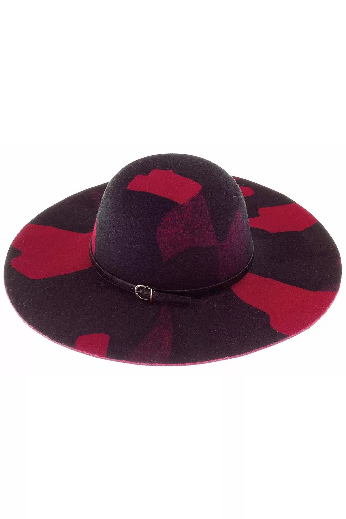 Desenli Geniş Kenarlı Kadın Şapka Kırmızı 7184