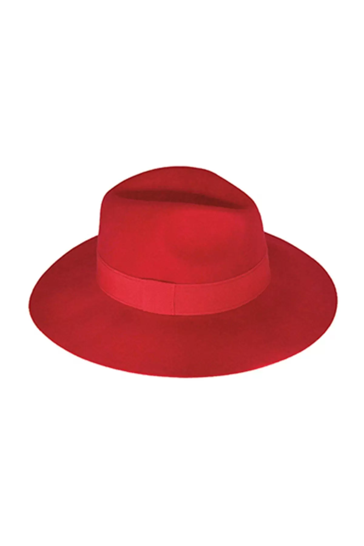 Geniş Kenarlı Kadın Kaşe Şapka Kırmızı 5747