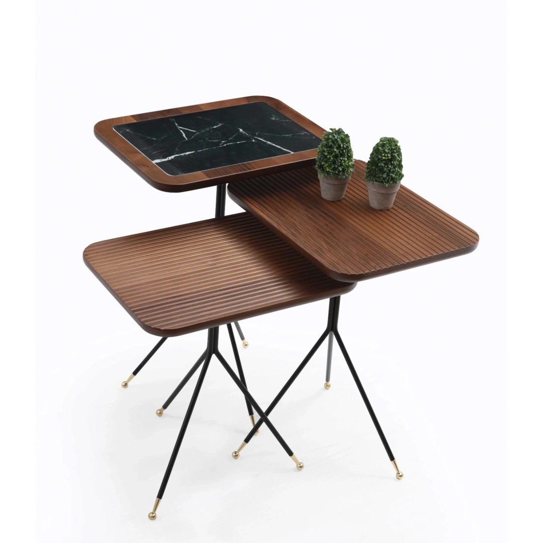 Diamond Zigon Sehpa (Ceviz-Siyah)