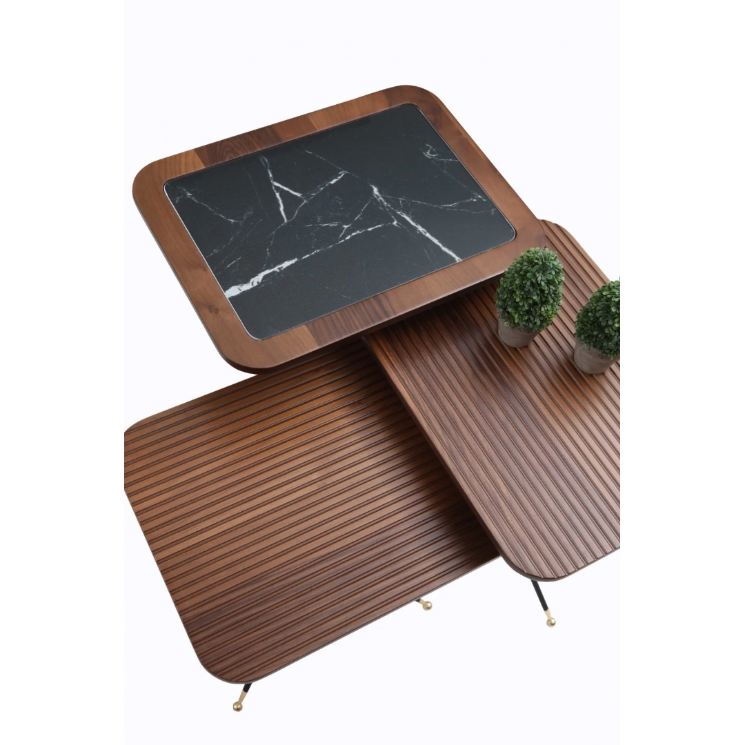 Diamond Zigon Sehpa (Ceviz-Siyah)