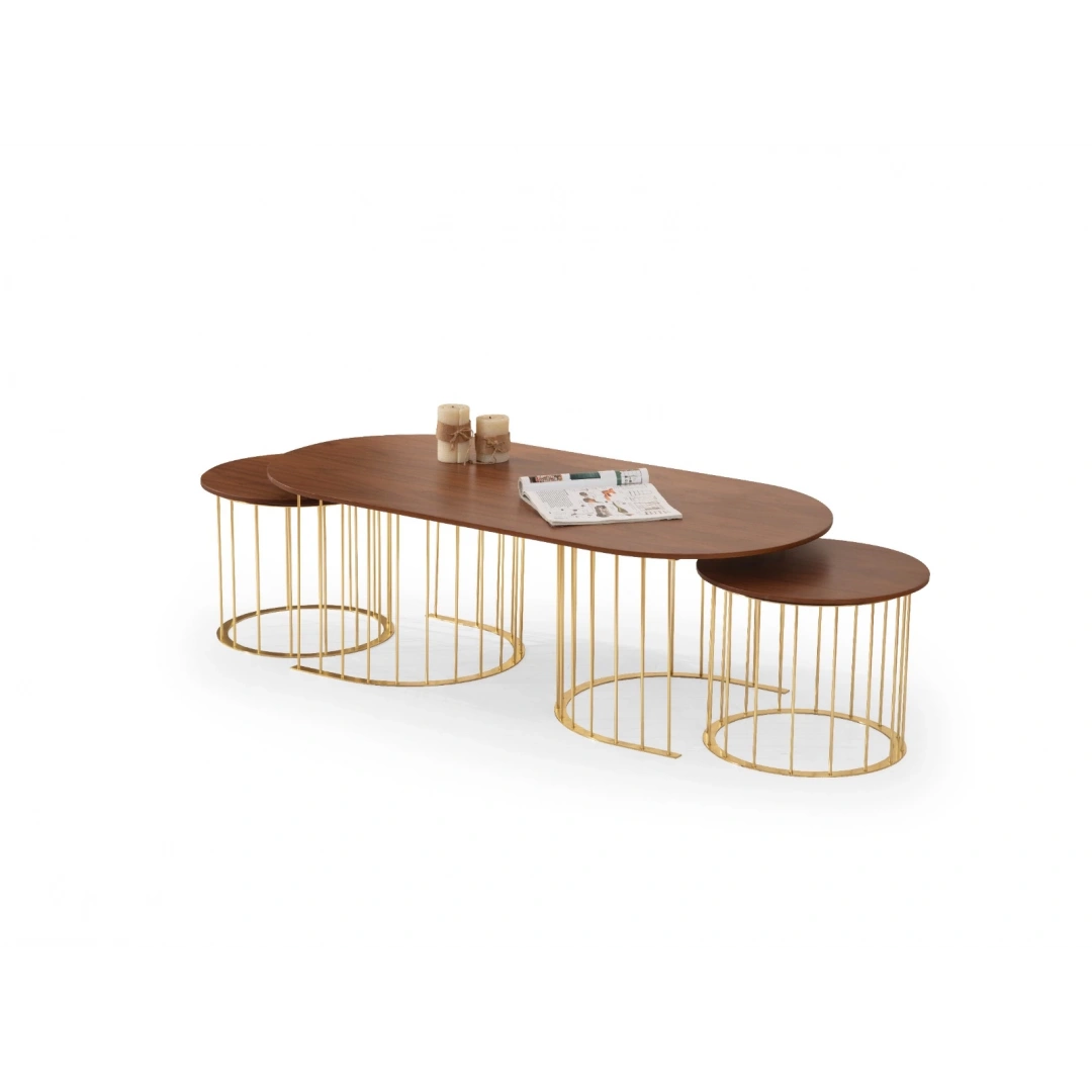 Hermes Orta Sehpa (Ceviz-Gold)