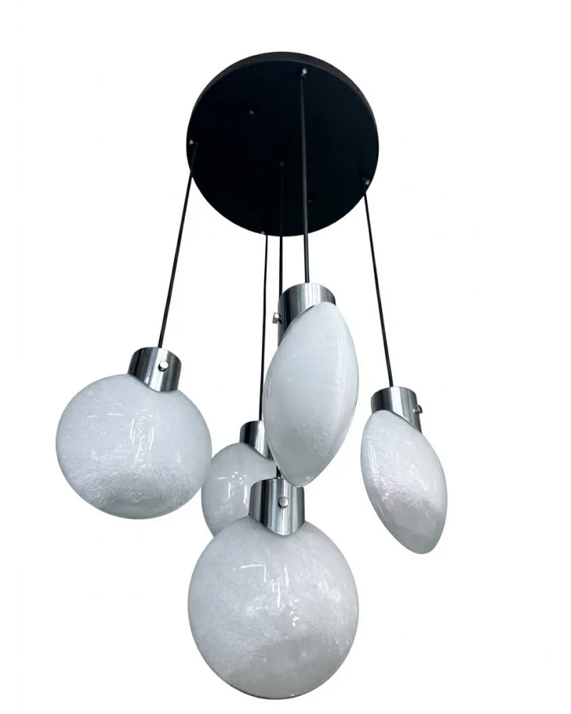 Clara Krom Kaplama 5li Camlı Avize