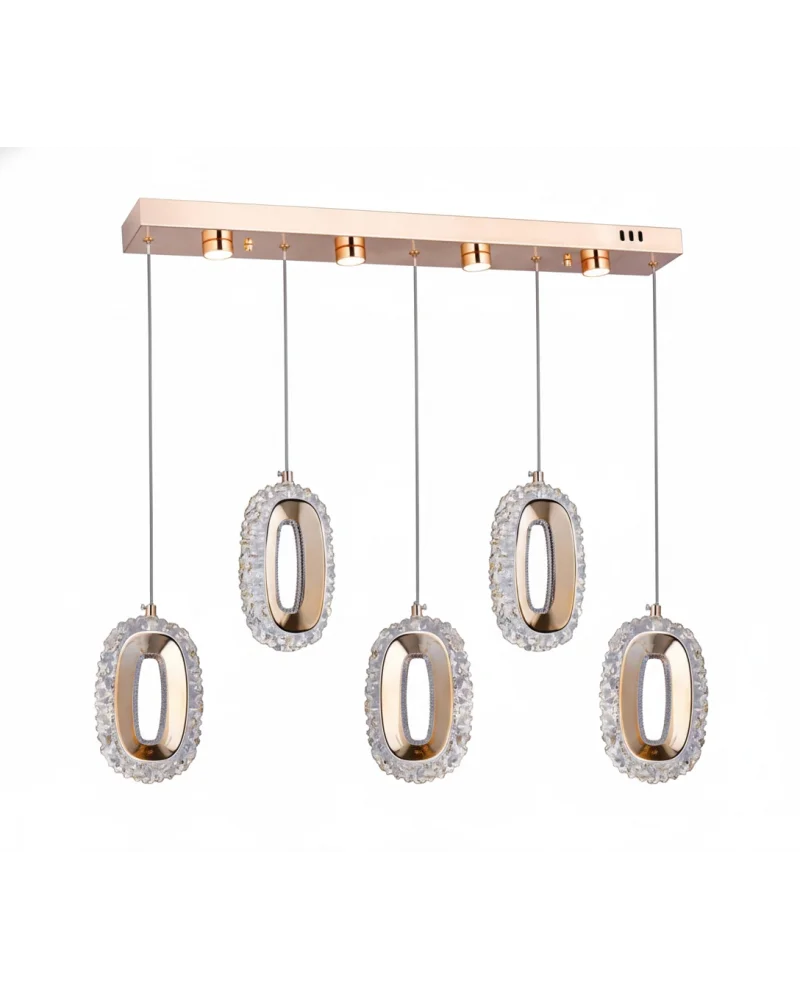 Alfa 5li Sıralı Ledli Gold Sarkıt Avize