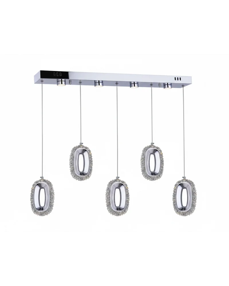 Alfa 5li Sıralı Ledli Krom Sarkıt Avize