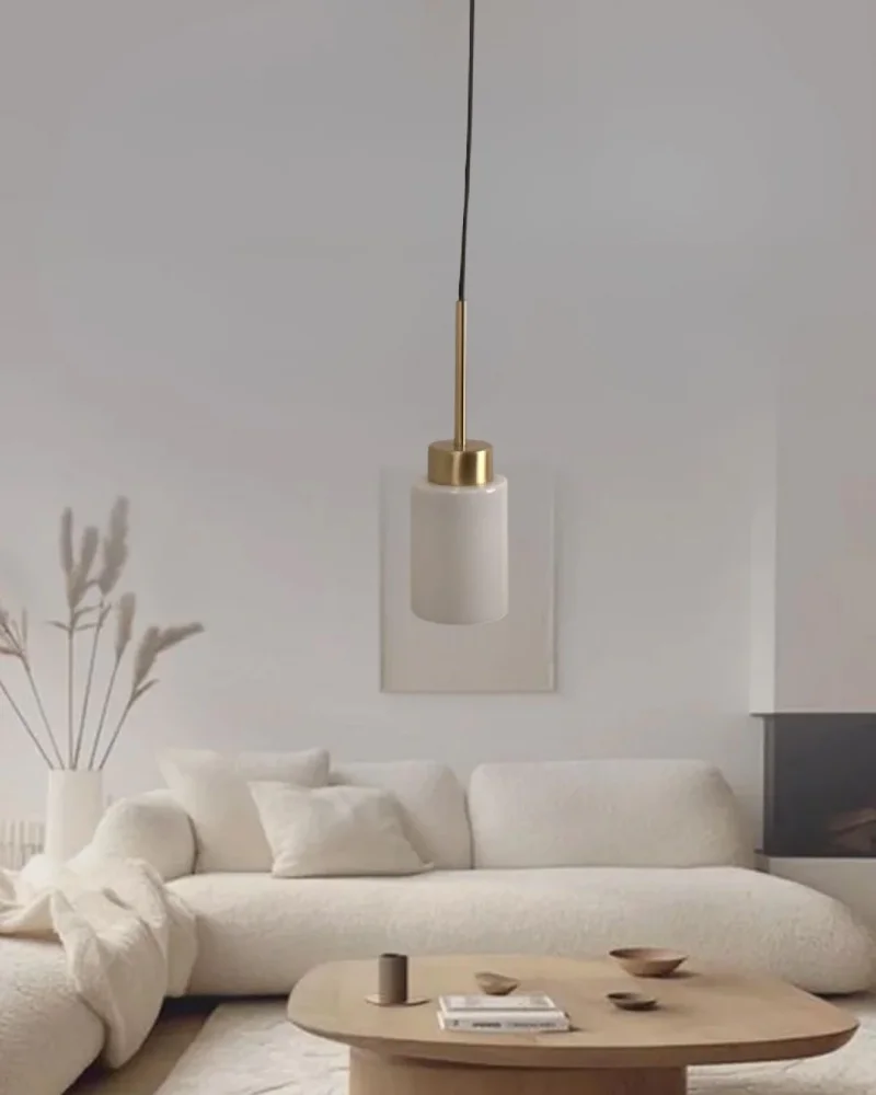 Aristo Tekli Beyaz Cam Eskitme Modern Sarkıt Avize