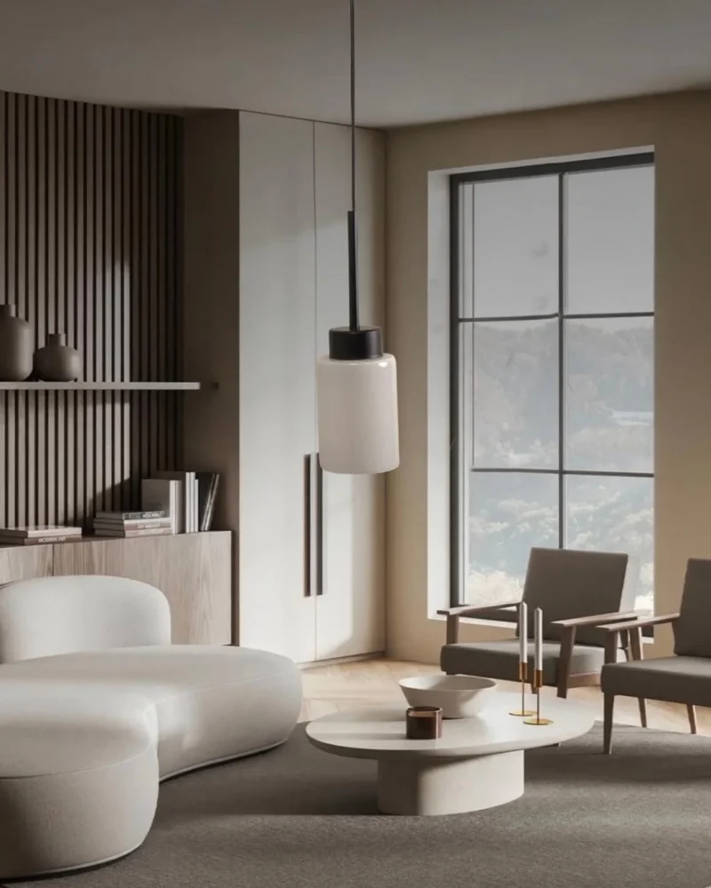 Aristo Tekli Beyaz Cam Siyah Modern Sarkıt Avize