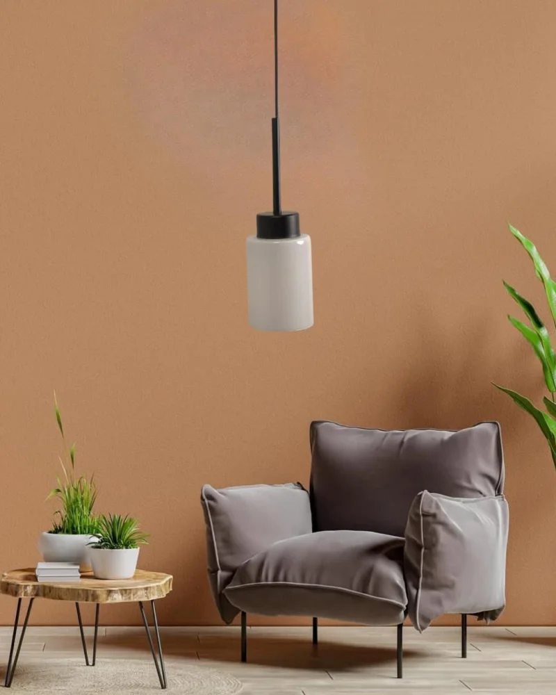 Aristo Tekli Beyaz Cam Siyah Modern Sarkıt Avize