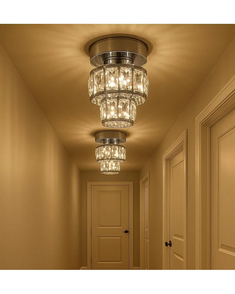 Astra Tekli Krom Kaplama Kristal Taşlı Sarkıt Avize