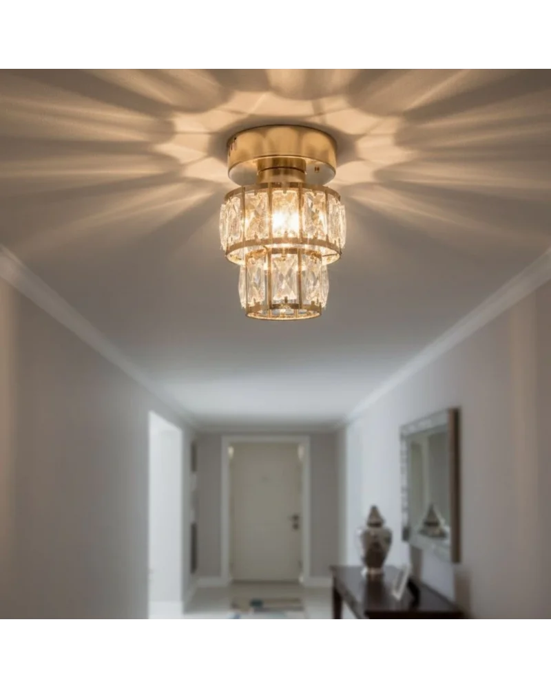 Astra Tekli Gold Kaplama Kristal Taşlı Sarkıt Avize