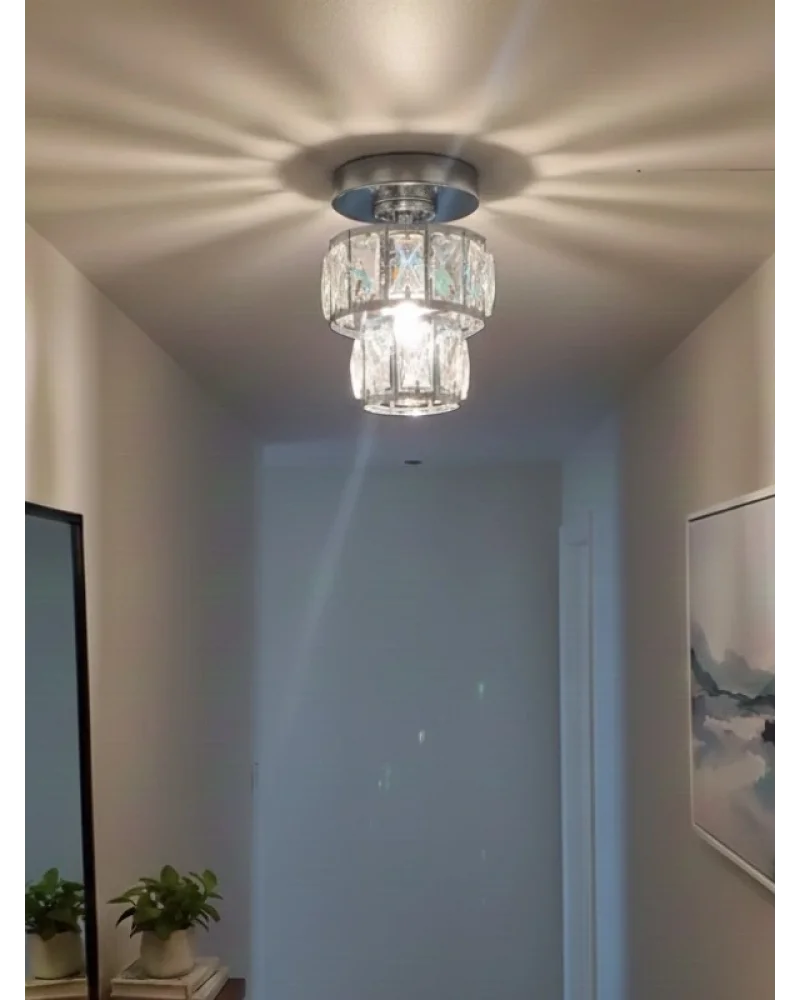 Astra Tekli Krom Kaplama Kristal Taşlı Sarkıt Avize