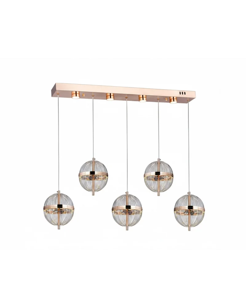 Carina 5li Sıralı Ledli Gold Sarkıt Avize