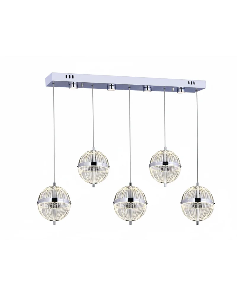 Carina 5li Sıralı Ledli Krom Sarkıt Avize