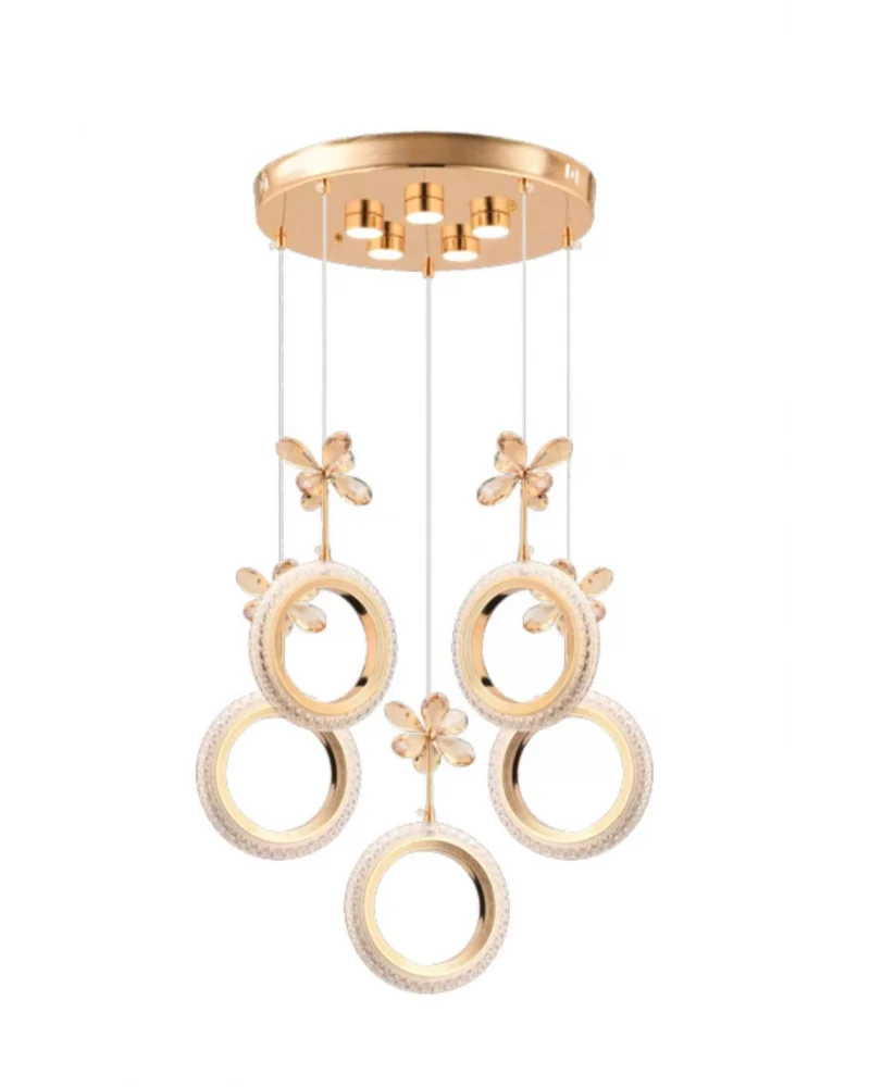 Fendi Ledli 6lı Gold Sarkıt Avize