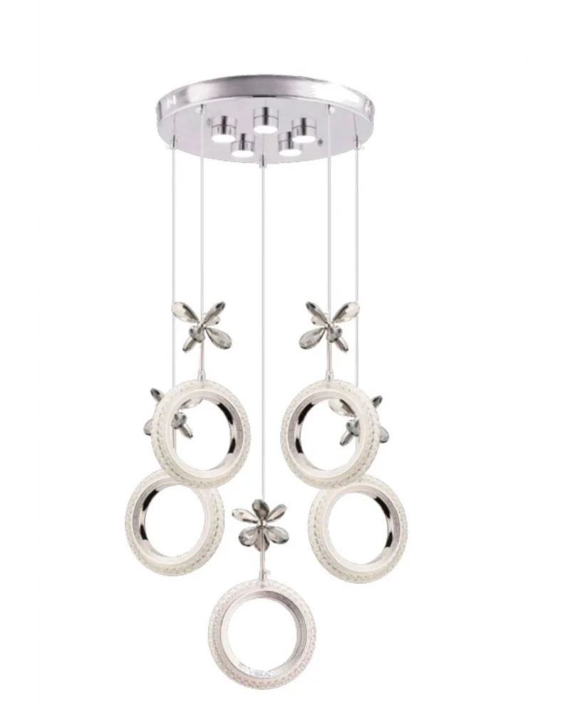 Fendi Ledli 6lı Krom Sarkıt Avize