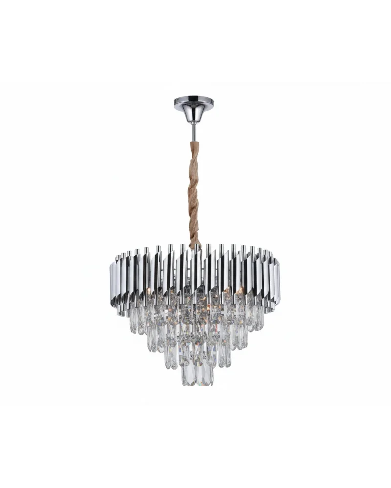 Lara Yuvarlak 45lik Krom Modern Taşlı Avize