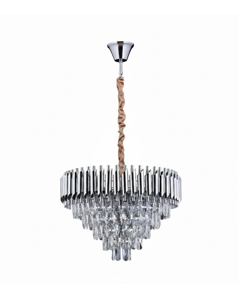 Lara Yuvarlak 55lik Krom Modern Taşlı Avize