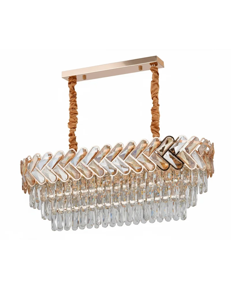 Luce Yemek Masası 80x30 Gold Modern Taşlı Avize