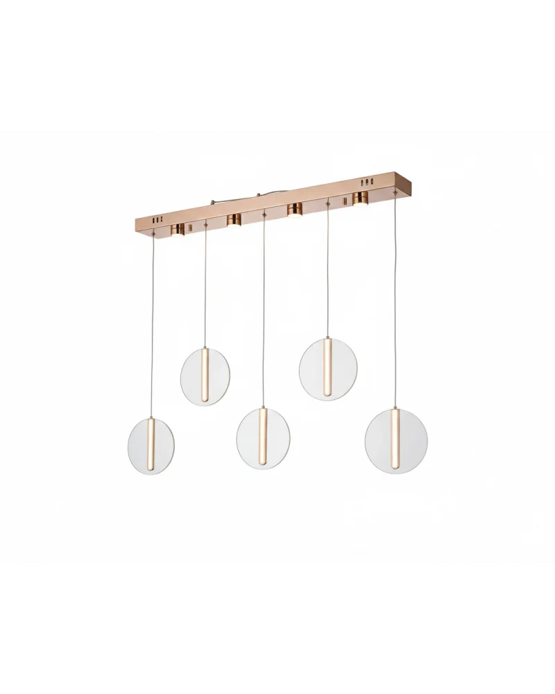 Luvia 5li Sıralı Ledli Gold Sarkıt Avize