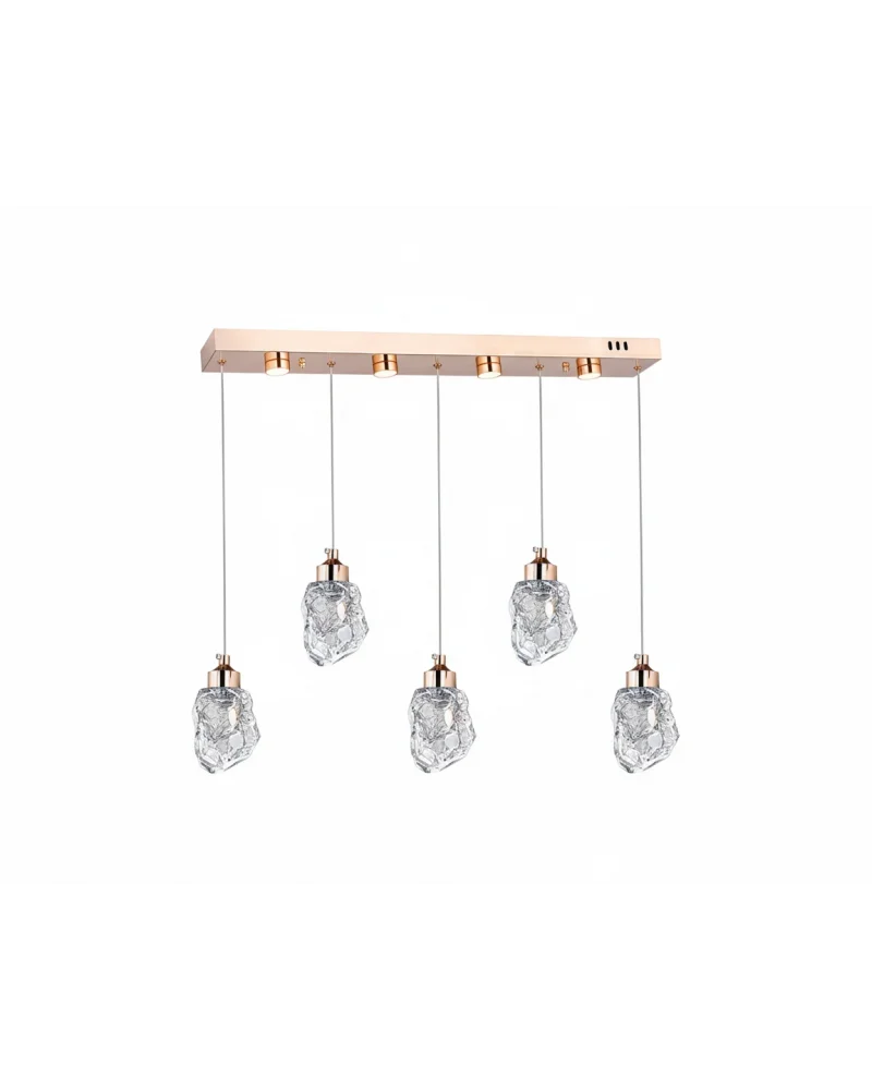 Moon 5li Sıralı Ledli Gold Sarkıt Avize