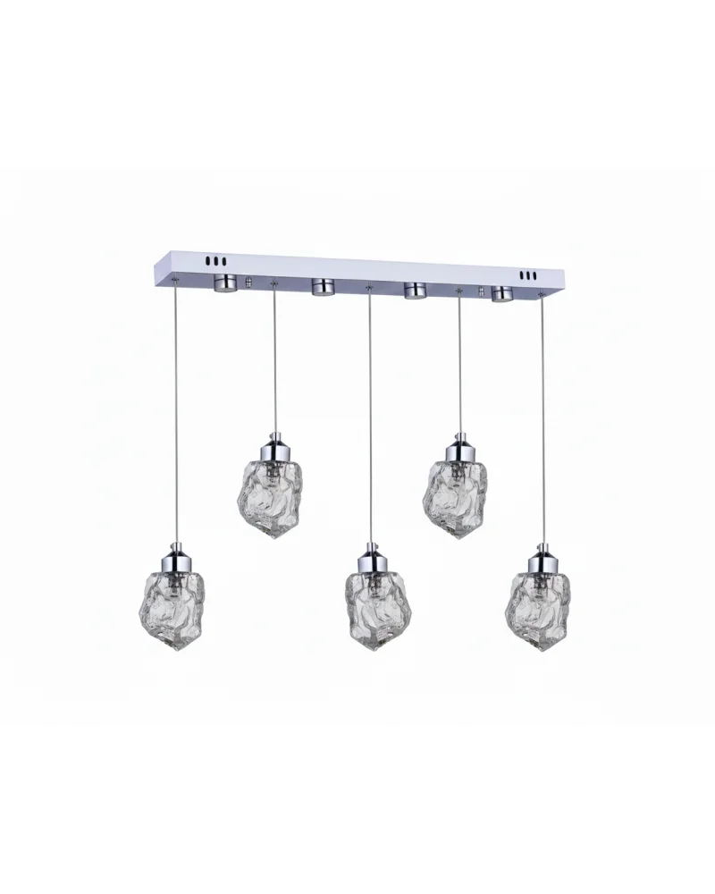 Moon 5li Sıralı Ledli Krom Sarkıt Avize