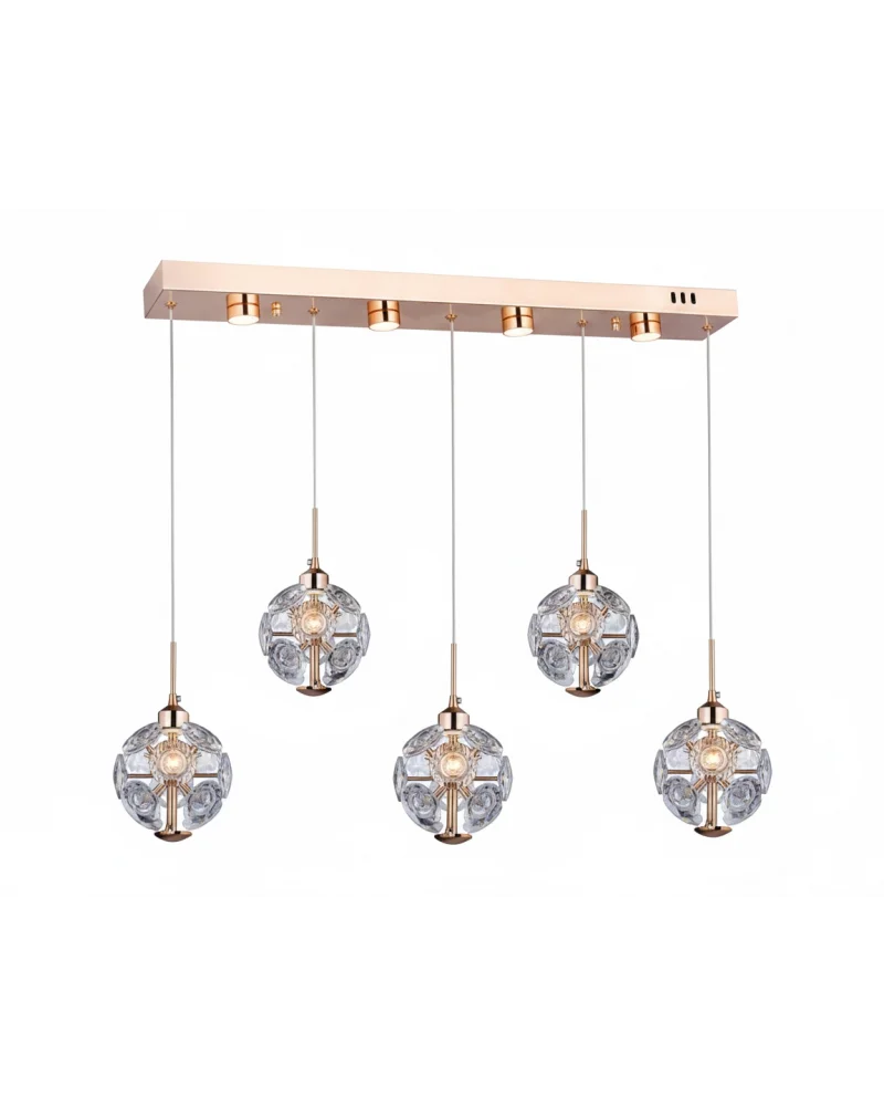 Pora 5li Sıralı Ledli Gold Sarkıt Avize