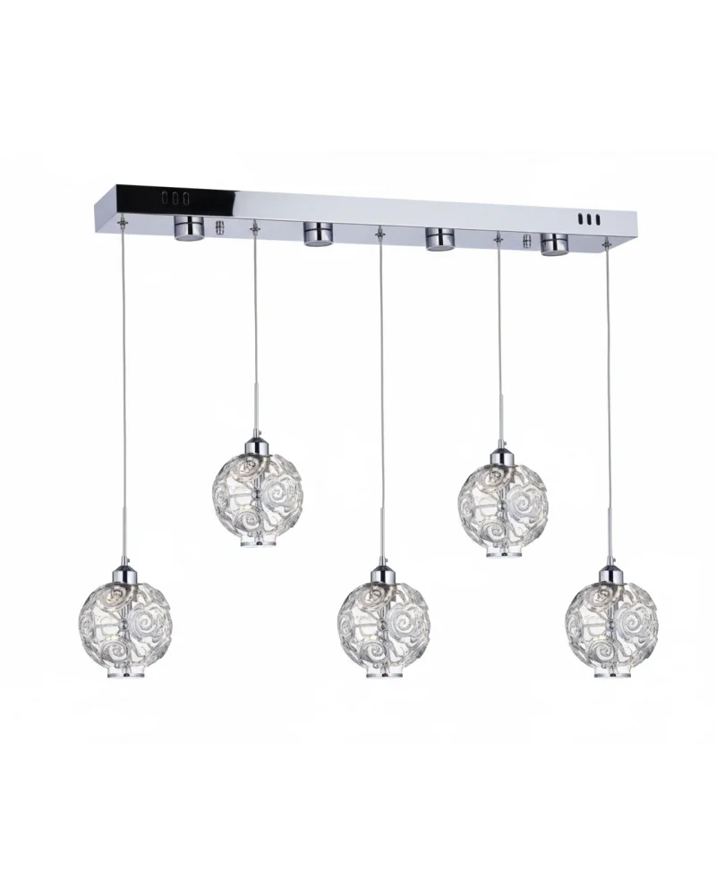 Pora 5li Sıralı Ledli Krom Sarkıt Avize