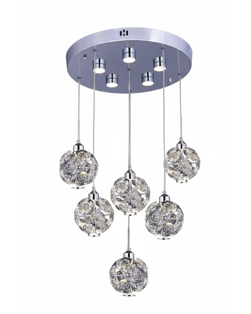 Pora 6lı Ledli Krom Sarkıt Avize