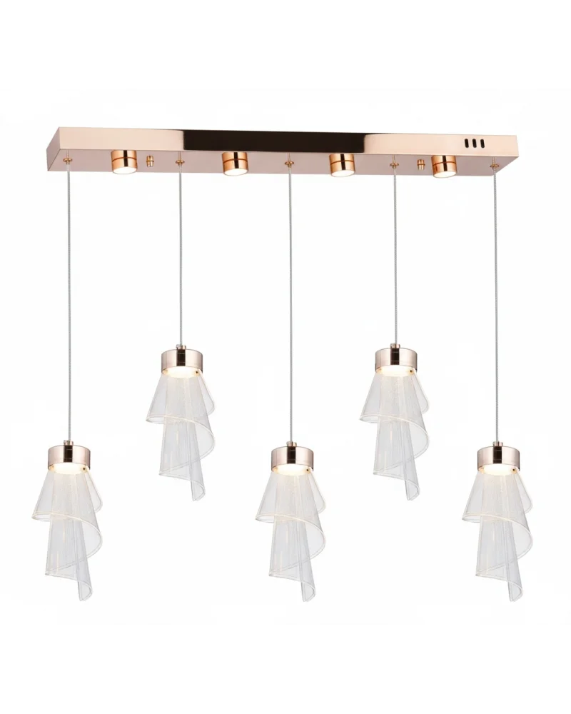 Reina 5li Sıralı Ledli Gold Sarkıt Avize