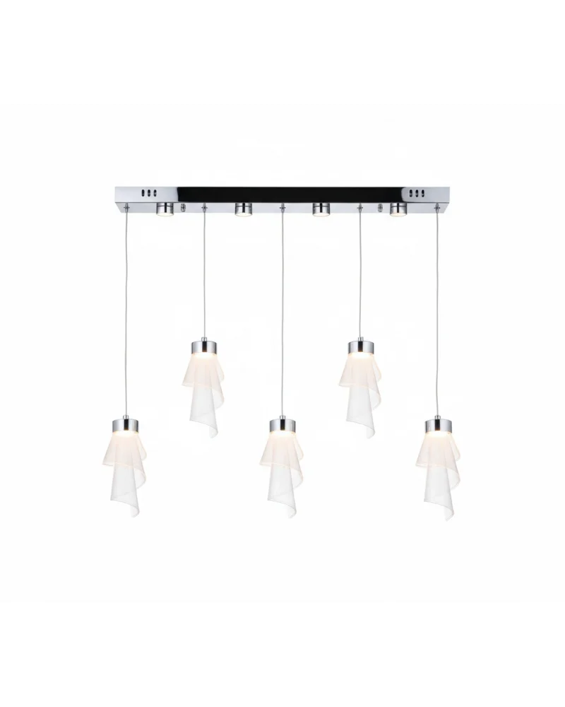 Reina 5li Sıralı Ledli Krom Sarkıt Avize