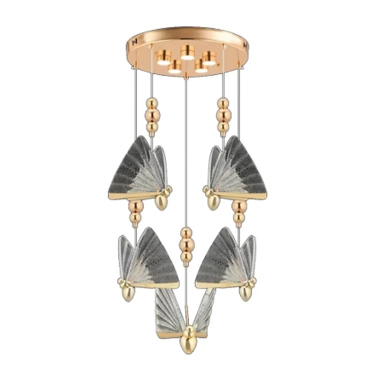 Kelebek 3 Renk Led 5Li Modern Gold Kasa Lüks Avize