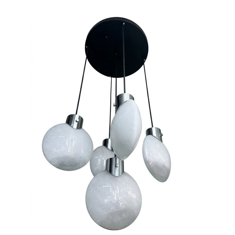 Clara Krom Kaplama 5li Camlı Avize