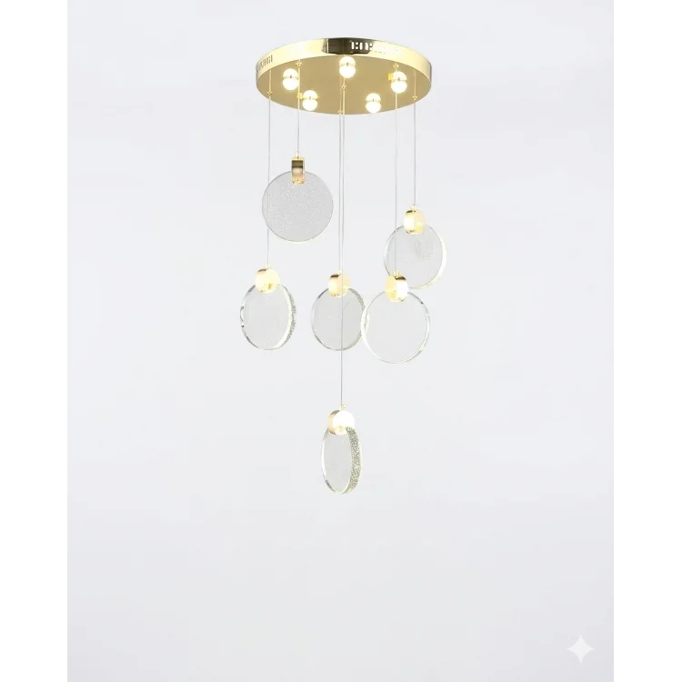 Ciro 6lı Yuvarlak Kumandalı Ledli Sarkıt Avize