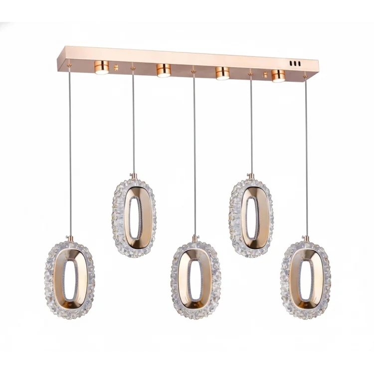 Alfa 5li Sıralı Ledli Gold Sarkıt Avize