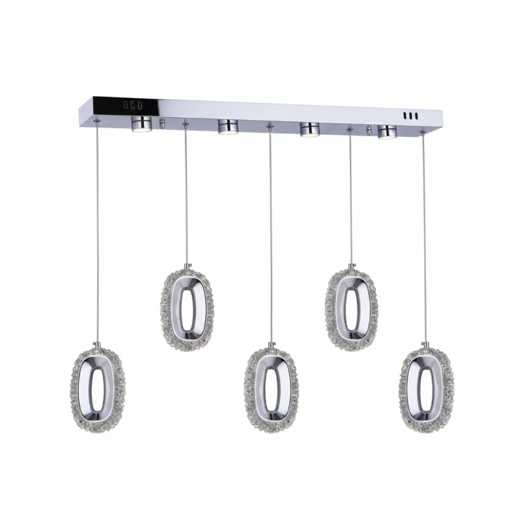 Alfa 5li Sıralı Ledli Krom Sarkıt Avize