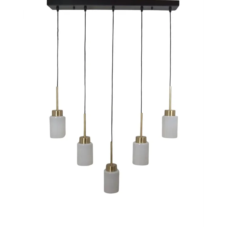 Aristo 5li Sıralı Beyaz Cam Eskitme Modern Sarkıt Avize