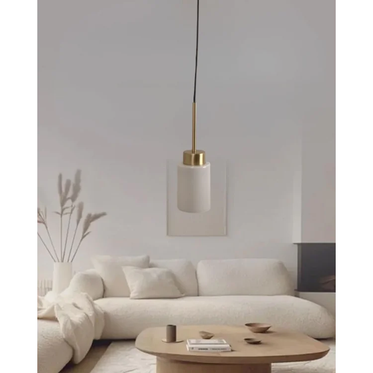 Aristo Tekli Beyaz Cam Eskitme Modern Sarkıt Avize